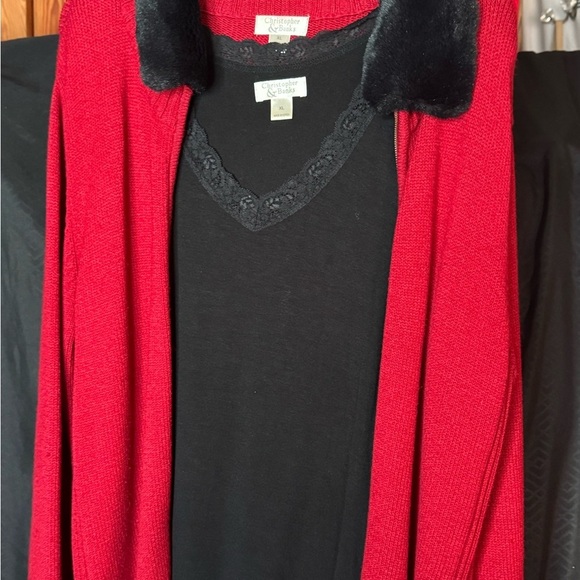 Charter Club Women's Red and Black Cardigan Sweater - Picture 3 of 8
